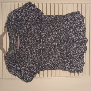 Blue and White Flower Top